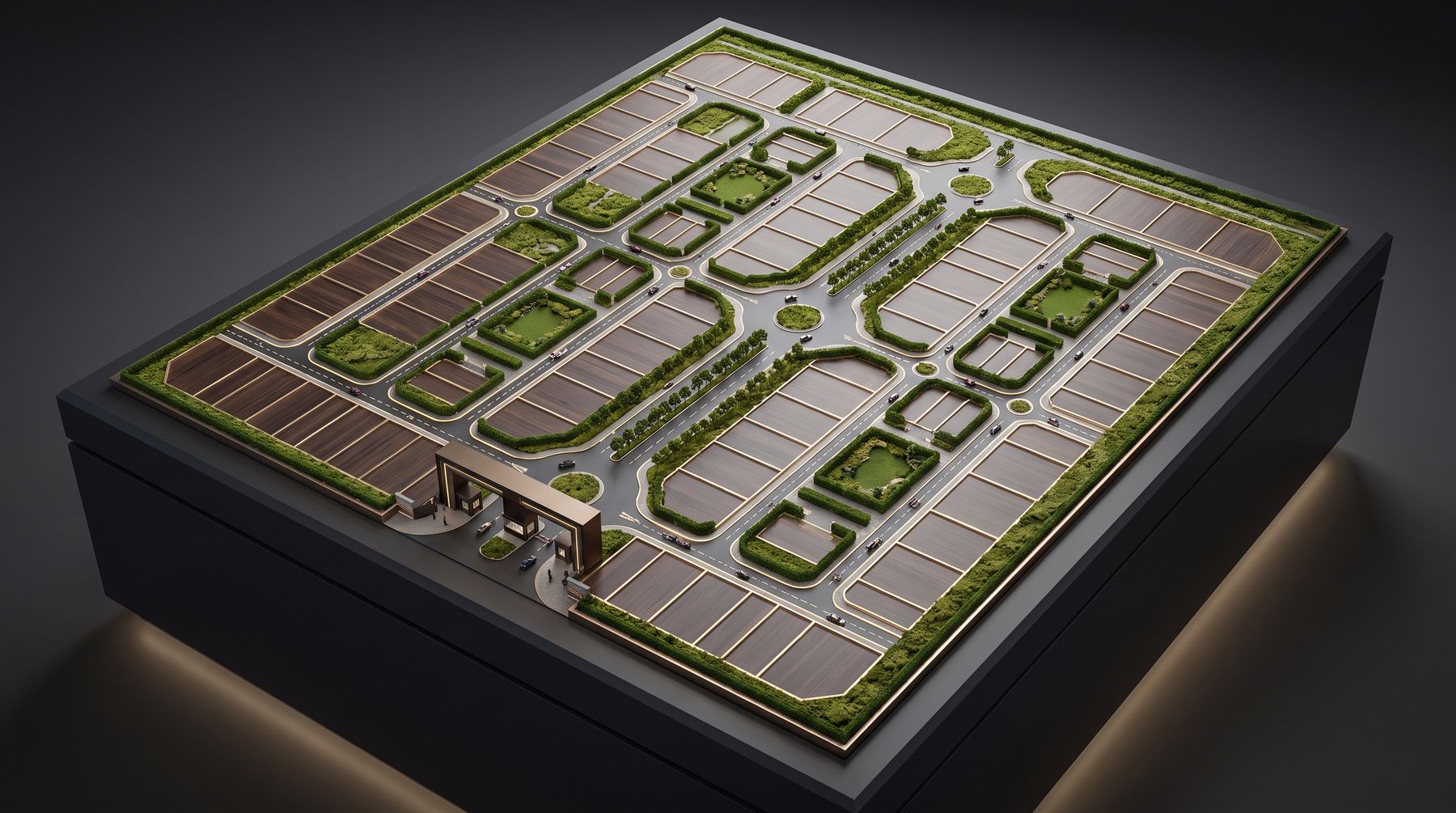Three-dimensional scale model of the estate masterplan